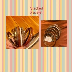 Beautifully stacked, artistic bracelet!